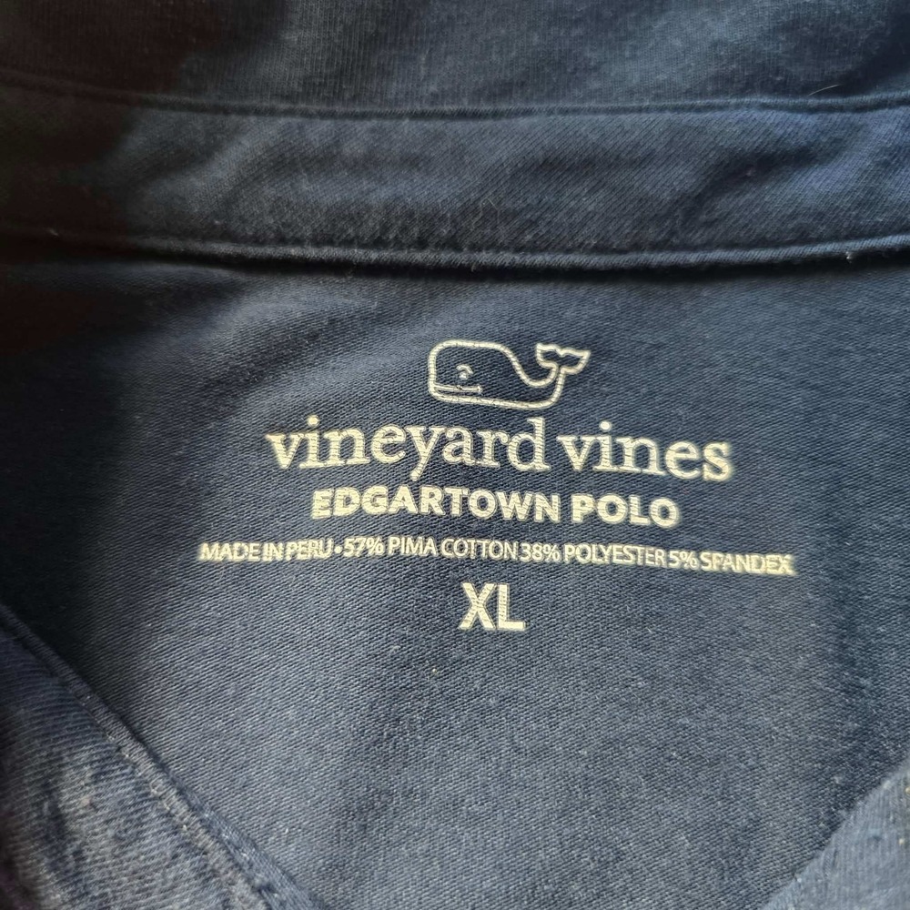 Vineyard Vines Edgartown Polo Mens XL Navy Blue Pima Cotton Blend Short Sleeve - Picture 5 of 5